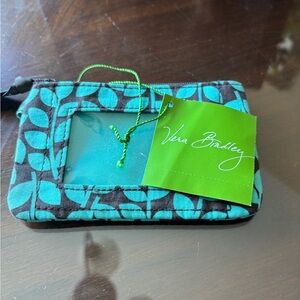 Vera Bradley Teal and Black Leaf Pattern Wallet